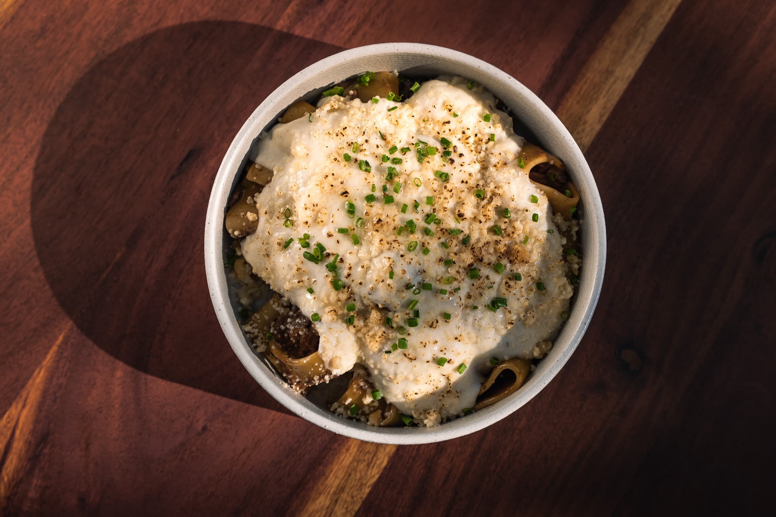 Pastitsio, a traditional Greek baked pasta dish, served at Thyrea