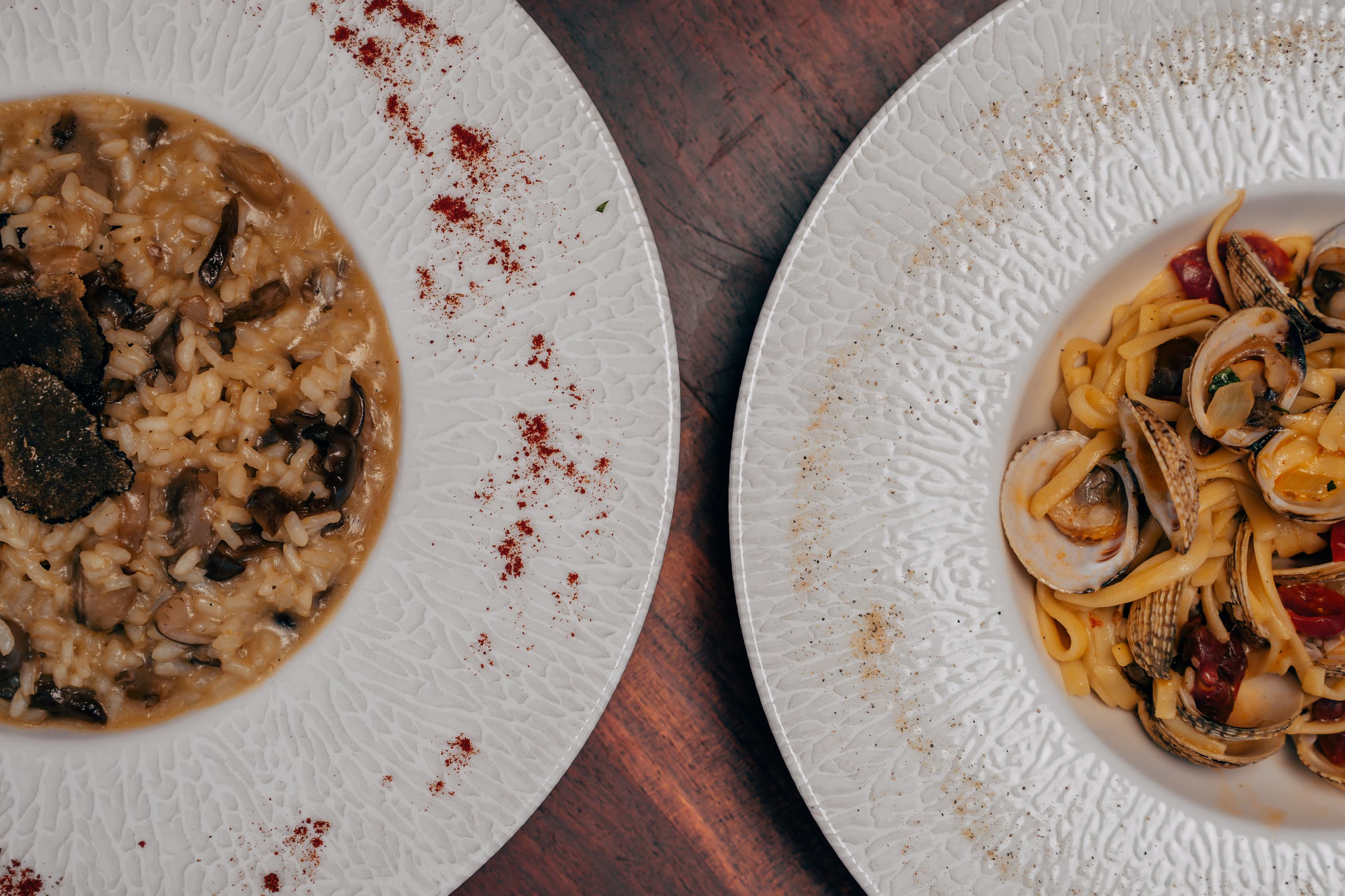 Two plates of Greek cuisine served at Thyrea restaurant in Crete