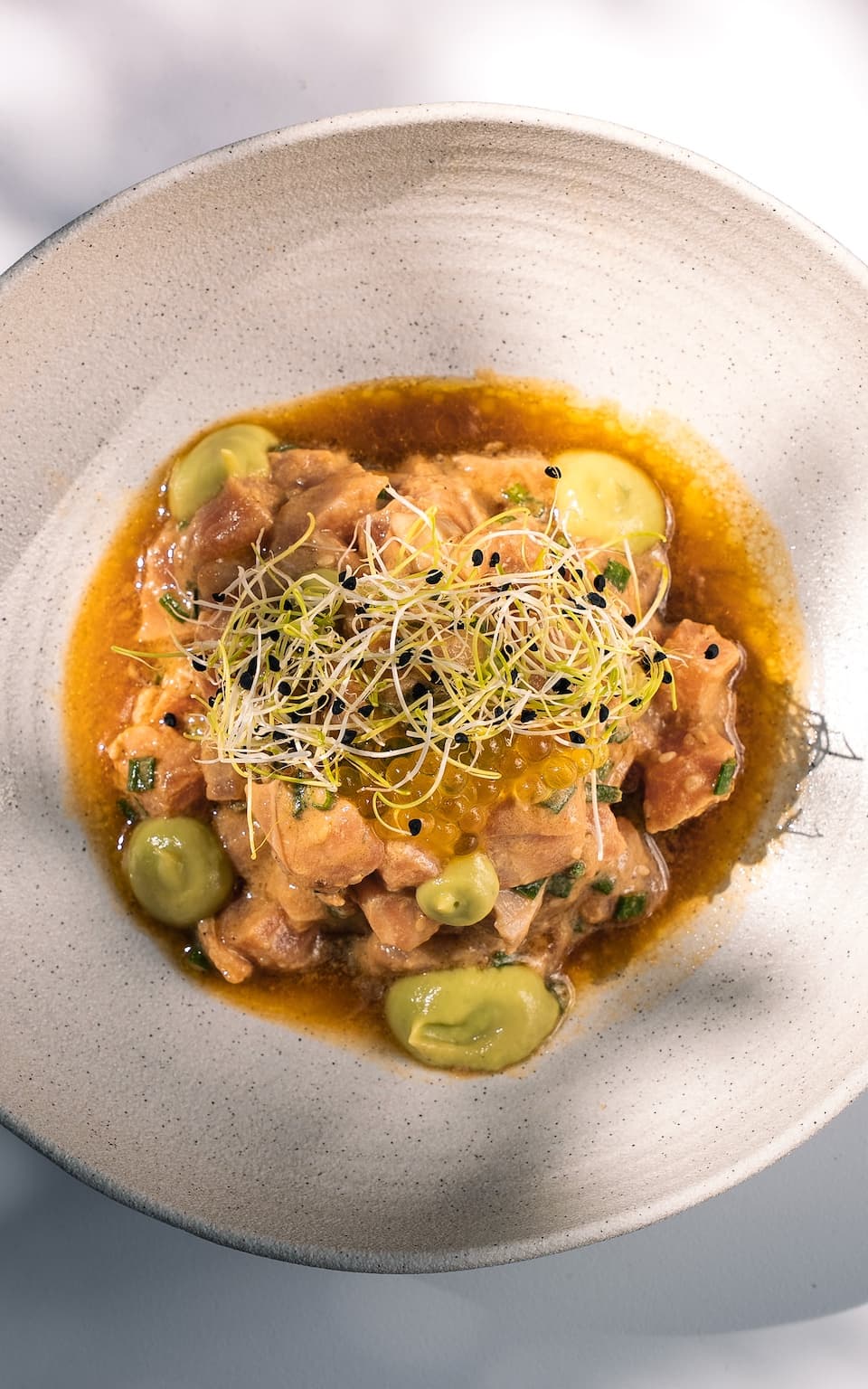 A Greek dish plated at Thyrea, made with Cretan produce and fresh seafood